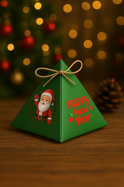 Emtory Home Santa Claus Green 10-Piece Pyramid Box - Gift Box - New Year's Box - New Year's Gift - New Year Gift