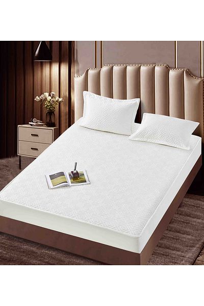 CHIRASO CHIRASO Bed Topper Set, VELVET, ELASTIC 160x200+30cm and 2 Pillowcases 50x70cm, white