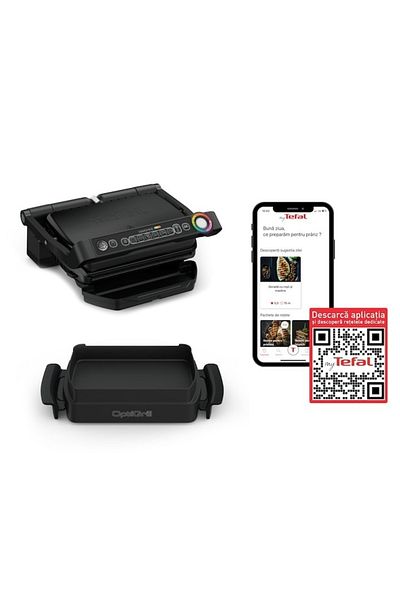 TEFAL Grătar electric Tefal OptiGrill GC714834, 2000W, Negru