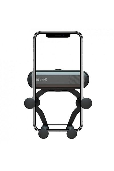 TECHSTAR Suport auto pentru telefon Gravity, prindere în 5 puncte, fără magnet, metalic, negru