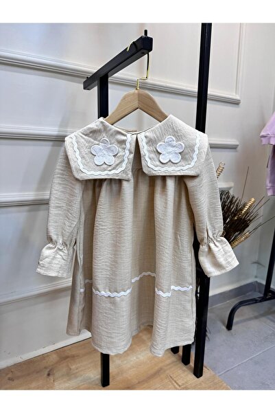 ArdenKids 3-8 Yaş Bej Bebe Yaka Elbise