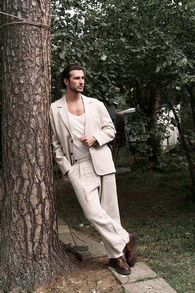 BOHEMAİ Ανδρικό παντελόνι Carlo Natural Len