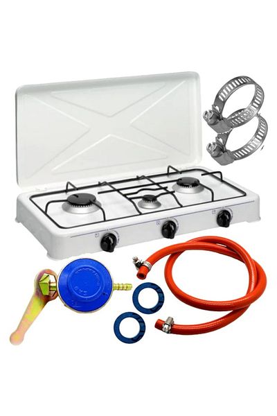 COBI SMART® Pachet aragaz cu 3 ochiuri, utilizare GPL butelie, putere 0.9 kW, 1.6 kW, 2.3 kW, accesorii incluse