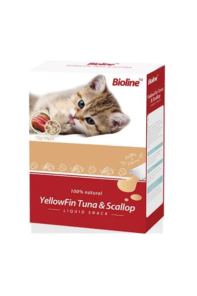 Bioline Yellowfin Tuna & Scallop Cat Treats 15g x 24 - Exquisite Feline Snacks