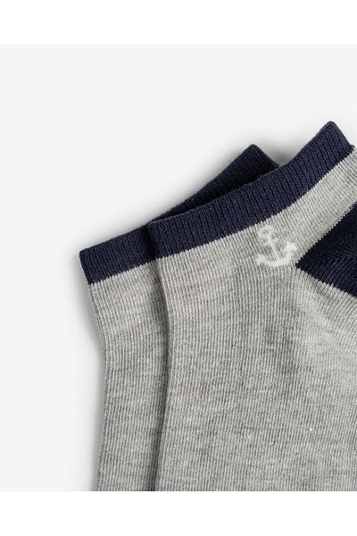 Bolero Seamless Men's Booties Gray Socks with Anchor Pattern