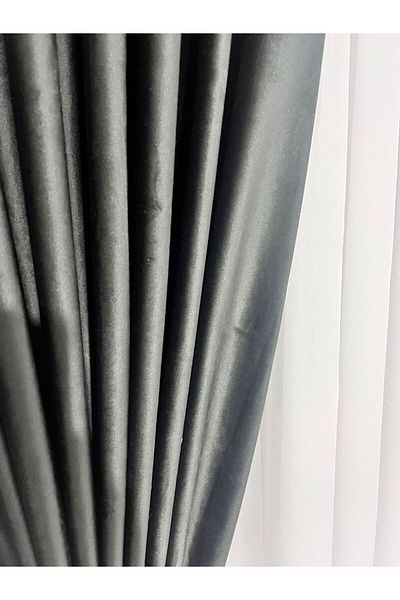 Metropolitan Concept Set of two Ronda velvet curtains, black, worked on 10 cm wide rejansa, 2x150x270 cm