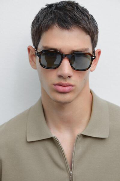 Massimo Dutti Pamuklu triko kareli polo yaka t-shirt