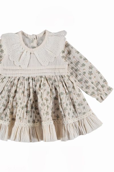 minuma Baby Girl Organic Floral Patterned Dress 9/24 Months