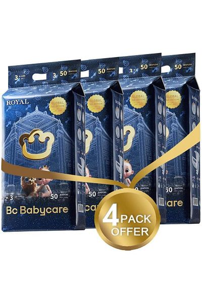 Bc Babycare Babycare Royal Baby Diapers, Size 3 (6-11 kg), Super Mega Pack of 200 Pieces