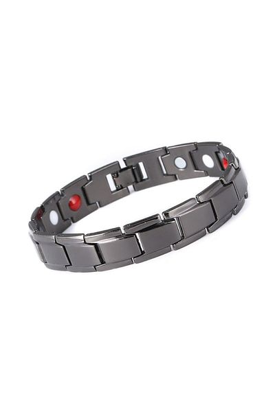 Tessero Magnetic and Therapeutic Bracelet for Well-being and Protection, 18K Gold-Plated, Black