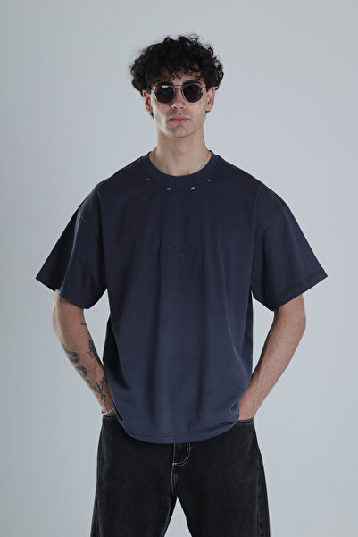 COCOPELLI Μπλουζάκι με λεπτομέρεια Navy Blue Star με λεπτομέρεια Oversize