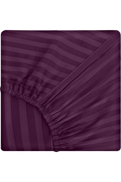 Five Store Fitted sheet with elastic in damask, density 130 g/m2, Purple, 180/200cm