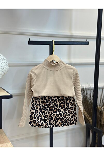 ArdenKids 3-10 Yaş Vizon Body & Leopar Etek Kombin