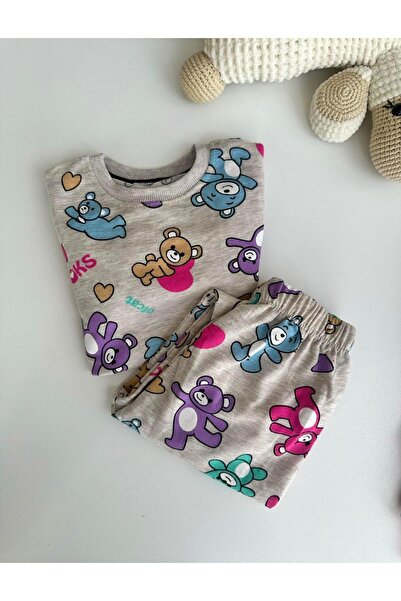 ArdenKids 3-7 Yaş Bej Ayıcık Alt Üst Takım (fp)