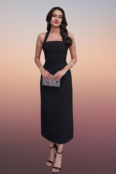 Moda Amore Λευκό και μαύρο λουράκι / Στράπλες Midi βραδινό φόρεμα - Κομψές προσκλήσεις που δεν μπορούν να αφαιρεθούν 803