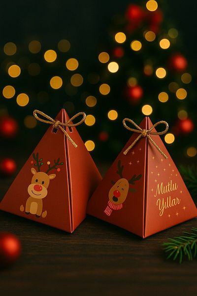 Emtory Home Red Deer Concept 10-Piece Pyramid Box - Gift Box - New Year's Box - New Year's Gift