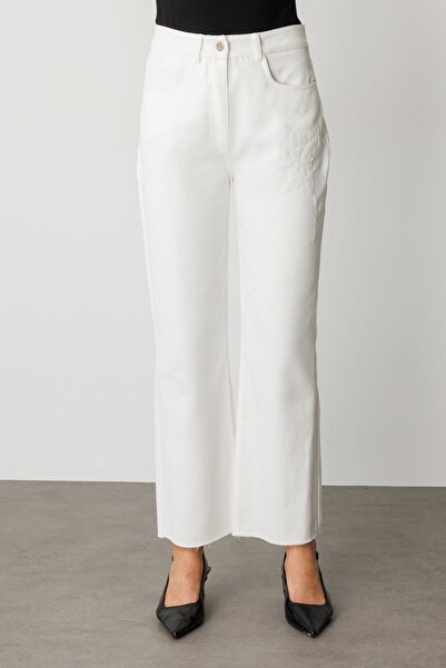 Ekol Pul Çiçek İşlemeli Kot Pantolon