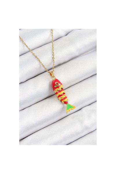 Skygo 316L Steel Chain Mixed Color Fish Model Gold Women's Necklace - Tj-Bko10328