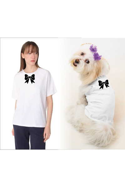 Buddy Store ملابس القطط والكلاب - قميص داخلي أبيض وقميص بشري من مجموعة Kobini (قطن ممشط 100% قطن)