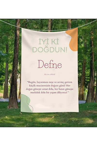 GREENDECOR Kişiye Özel Doğum Günü Duvar Örtüsü İyi ki Doğdu Happy Birthday İs...