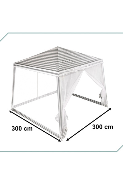 OEM Garden Pavilion Tent with Metal Frame and Anti-Mosquito Net, Easy to Assemble, White-Green