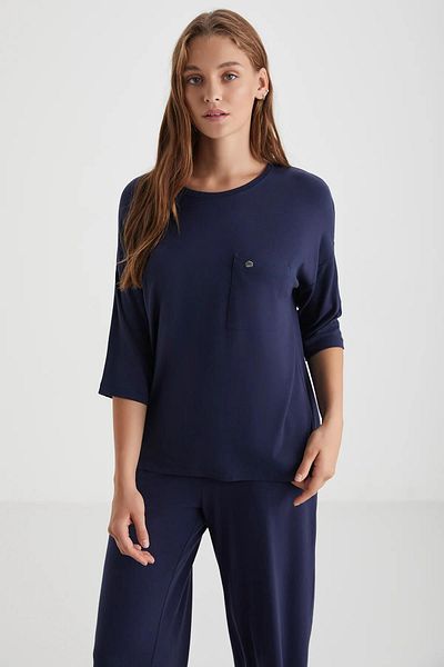 Penyemood Navy Blue Women's Suit Flexible Viscose Home Wear C1T1N19