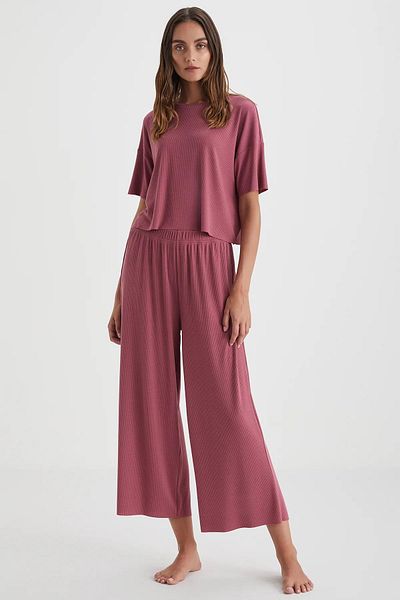 Penyemood Dusty Rose Women's Combed Cotton Suit Modern Home Wear C7T5N49