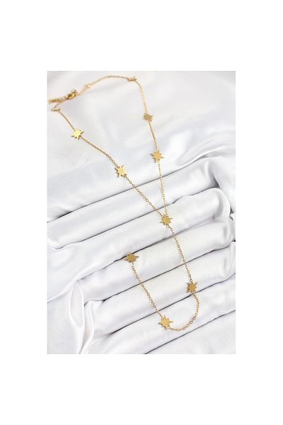 Skygo 316L Steel Pole Star Figured Y Model Gold Color Women's Necklace - Tj-Bko10333