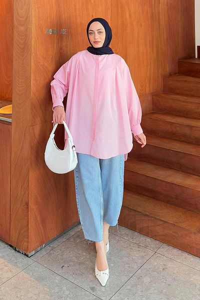 lamelif Cuff Tunic Pink