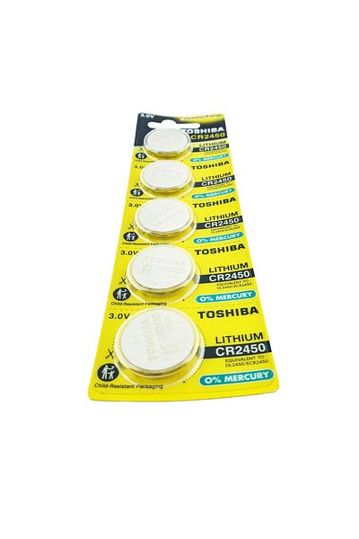 Toshiba Set de 5 baterii litiu 3V CR2450, tip monedă, Toshiba, în blister