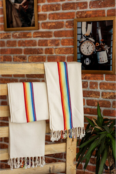 PEGA Σετ 2 Rainbow Peshtamal 90x170 cm & Peshtamal 45x90 cm 100% βαμβάκι Rain...