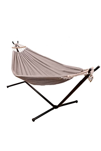 OEM Hamac Dublu De Gradina Cu Suport, Cadru Metalic, Ajustabil, Gri