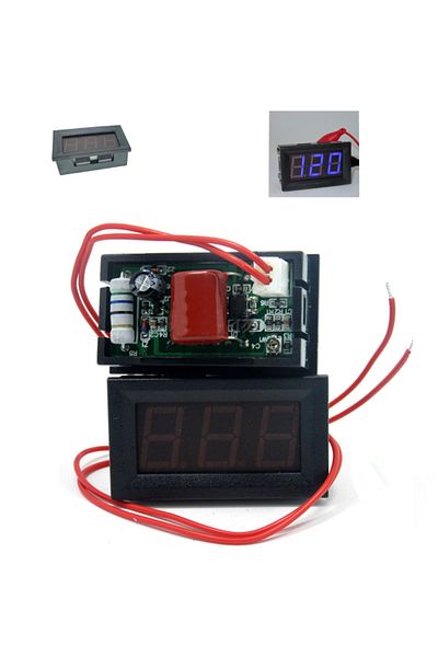 OEM Voltmeter with digital display, AC 30 - 500V, with 2 wires and connector, black
