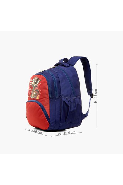 Juniors Graphic Print Backpack with Adjustable Straps and Zip Closure - 18 inches
