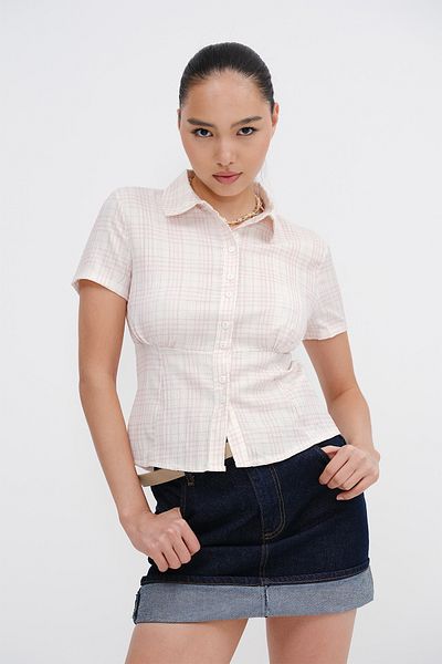 Addax Plaid Short Sleeve Shirt G17146
