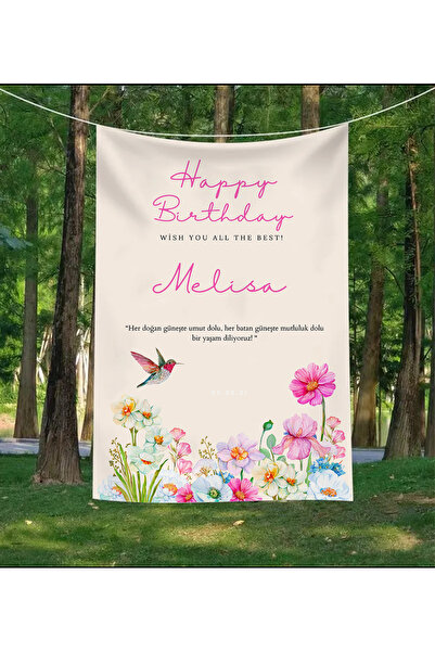 GREENDECOR Kişiye Özel Doğum Günü Duvar Örtüsü İyi ki Doğdu Happy Birthday İs...