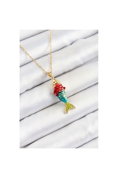 Skygo 316L Steel Chain Mixed Color Fish Model Gold Women's Necklace - Tj-Bko10326