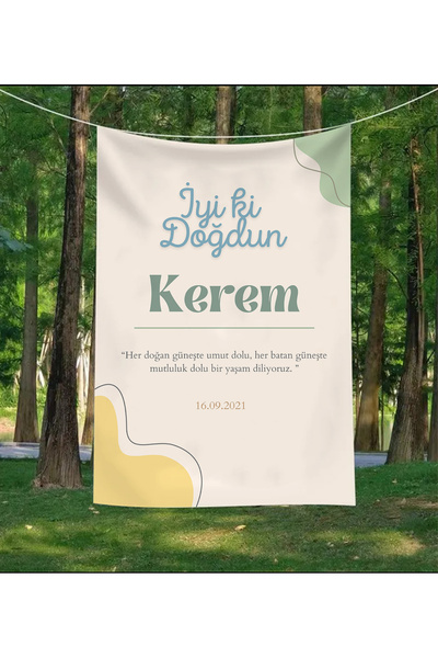 GREENDECOR Kişiye Özel Doğum Günü Duvar Örtüsü İyi ki Doğdu Happy Birthday İs...