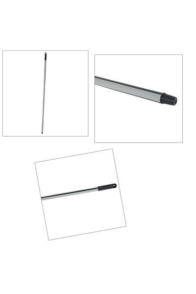 OEM Mâner metalic pentru mătură sau mop, lungime 122 cm, diametru 21 mm, cu filet și mâner din plastic, argintiu
