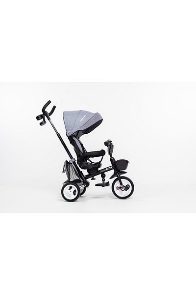 Beberoyal Milano Grey Folding Children's Tricycle, Reversible Seat, Sleeping Position, Rain Canopy