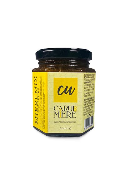CARUL CU MIERE Bee honey with carob and peanut butter 260g, RoscoMiere, CiocoMiere, Carul cu Miere