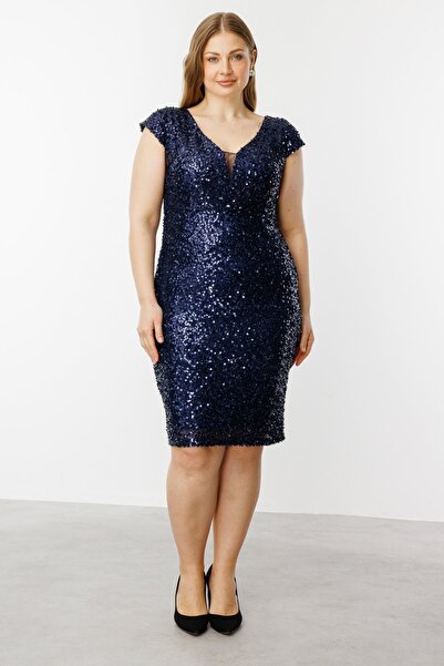 Ekol Pullu Payetli Mini Boy Elbise