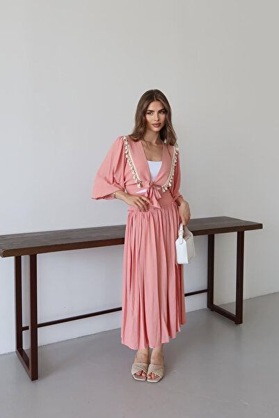 Neşeli Butik Women's Tassel Detailed Slit Bohemian Suit Nbnp015