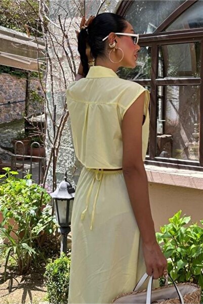 Genel Markalar Göbeği Halka Detaylı Midi Boy Elbise 2896