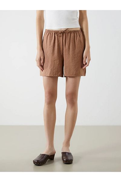 LC Waikiki Xside Beige Women's Shorts with Elastic Waist Modal Blend