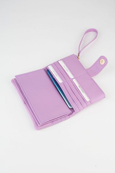 Vivaq Women's Lilac Large Size 19 Card Holder 4 Compartment Zippered Snap Strap Faux Leather Wallet