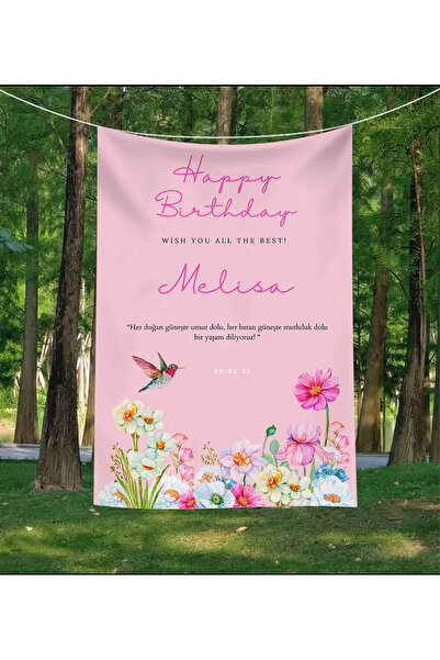 GREENDECOR Kişiye Özel Doğum Günü Duvar Örtüsü İyi ki Doğdu Happy Birthday İs...