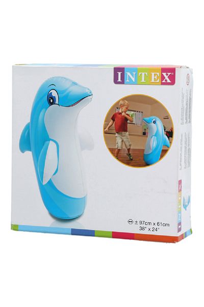 Intex حقيبة ملاكمة قابلة للنفخ بتصميم تايجر بوب ثلاثي الأبعاد - حقيبة ملاكمة قابلة للنفخ للأطفال، 97 سم × 61 سم (38 بوصة × 24 بوصة)