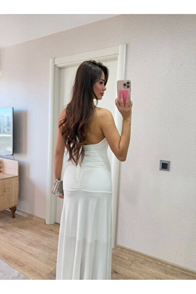 ruum fashions Backless Long Sleeve Dress - White