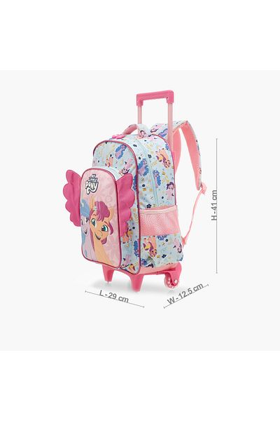 MY LITTLE PONY Print Trolley Backpack with Retractable Handle and Adjustable Straps -16 inches